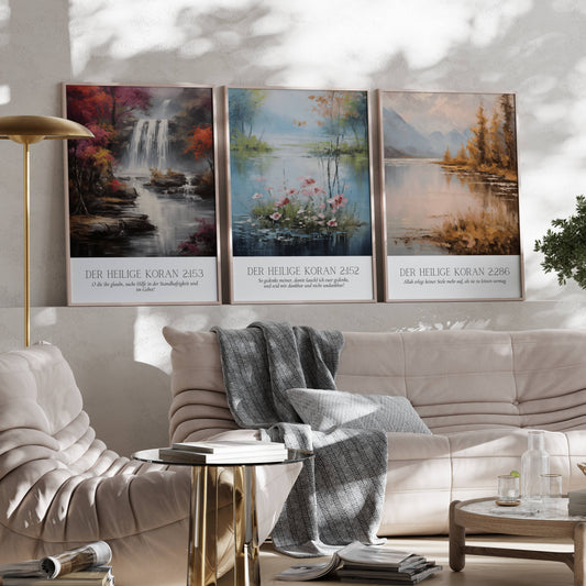 Koranverse mit Naturporträts als Posterset