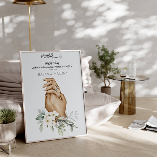 Florales Händeposter für Paare